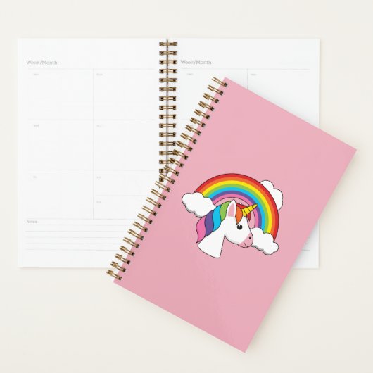 Eenhoorn en Regenboog met Wolken Kawaii Planner (Display)