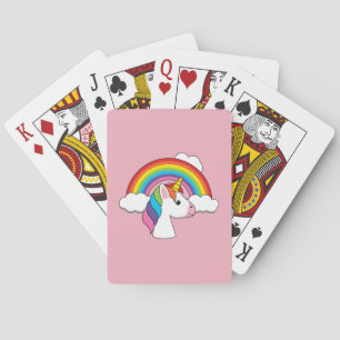 Eenhoorn en Regenboog met Wolken Kawaii Pokerkaarten
