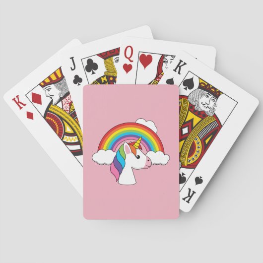 Eenhoorn en Regenboog met Wolken Kawaii Pokerkaarten (Achterkant)