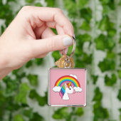 Eenhoorn en Regenboog met Wolken Kawaii Sleutelhanger (Hand)