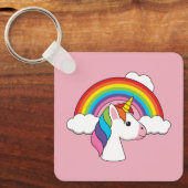 Eenhoorn en Regenboog met Wolken Kawaii Sleutelhanger (Voorkant)