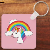 Eenhoorn en Regenboog met Wolken Kawaii Sleutelhanger (Achterkant)