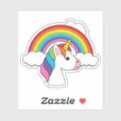 Eenhoorn en Regenboog met Wolken Kawaii Sticker (Vel)