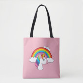 Eenhoorn en Regenboog met Wolken Kawaii Tote Bag (Voorkant)