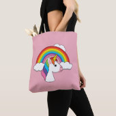 Eenhoorn en Regenboog met Wolken Kawaii Tote Bag (Dichtbij)