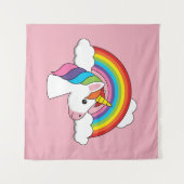 Eenhoorn en Regenboog met Wolken Kawaii Wandkleed (Voorkant (horizontaal))