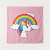 Eenhoorn en Regenboog met Wolken Kawaii Wandkleed (Voorkant)