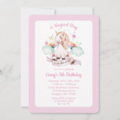 Eenhoorn en Regenboog Roze Waterverf Verjaardag Kaart (Voorkant)