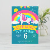 Eenhoorn en regenboog verjaardag kaart (Staand voorkant)