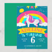 Eenhoorn en regenboog verjaardag kaart (Voorkant / Achterkant)