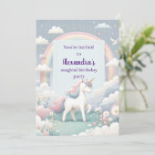 Eenhoorn en Regenboog Verjaardag Kaart (Staand voorkant)