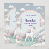 Eenhoorn en Regenboog Verjaardag Kaart (Voorkant / Achterkant)