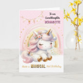 Eenhoorn en regenboog verjaardagsgroetkaart kaart (Gele Bloem)