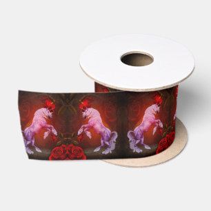 Eenhoorn en rozen fantasie paard kunst satijnen lint