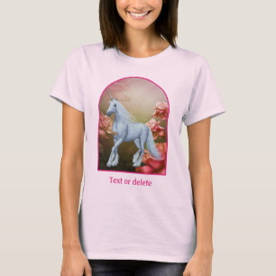 Eenhoorn en rozen fantasie paard kunst  t-shirt