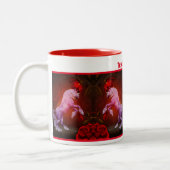 Eenhoorn en Rozen Fantasy Paard gepersonaliseerd Tweekleurige Koffiemok (Links)