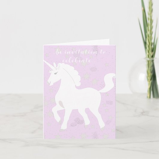 Eenhoorn en Sterren 1e Verjaardag Uitnodiging (Voorkant)