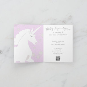 Eenhoorn en Sterren 1e Verjaardag Uitnodiging