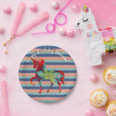 Eenhoorn en Strepen Verjaardagspapier Borden Papieren Bordje (Feest)