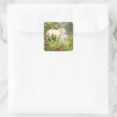 eenhoorn en veulen vierkante sticker (Tas)