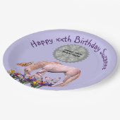 Eenhoorn en vlinders foto verjaardagsfeestje papieren bordje (Gekanteld)