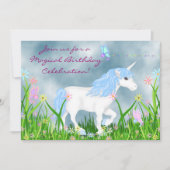 Eenhoorn en vlinders verjaardag uitnodiging (Voorkant)