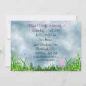 Eenhoorn en vlinders verjaardag uitnodiging (Achterkant)