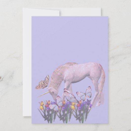 Eenhoorn en Vlinders Verjaardagsfeestje Kaart (Achterkant)