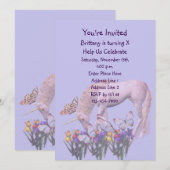 Eenhoorn en Vlinders Verjaardagsfeestje Kaart (Voorkant / Achterkant)