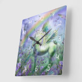 eenhoorn en vlinders vierkante klok (Hoek)