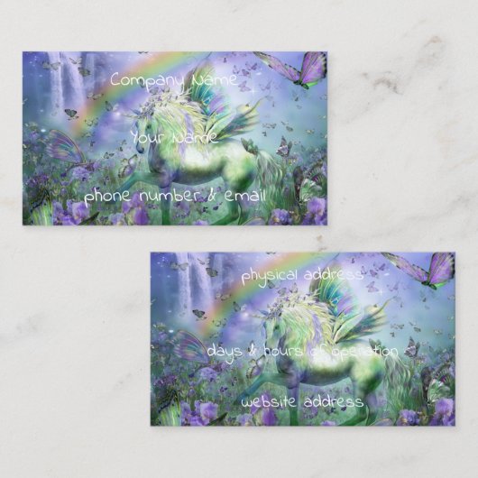 eenhoorn en vlinders visitekaartje (Voorkant / Achterkant)