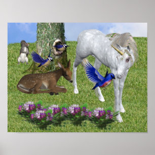 Eenhoorn en vrienden Fantasy Horse Art Poster
