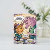 Eenhoorn en zonnebloem Een leven van creativiteit  Briefkaart (Staand voorkant)