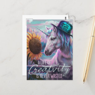 Eenhoorn en zonnebloem Een leven van creativiteit Briefkaart