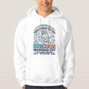 Eenhoorn Engineering Dept Vetgedrukte typografie T Hoodie