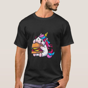 Eenhoorn eten Burger Grappig Fastfood America USA  T-shirt