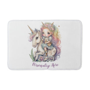 Eenhoorn Fairy Prinses Regenboog Kleuren Personali Badmat