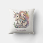 Eenhoorn Fairy Prinses Regenboog Kleuren Personali Kussen (Achterkant)