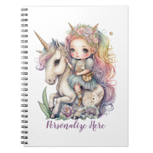 Eenhoorn Fairy Prinses Regenboog Kleuren Personali Notitieboek