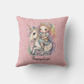 Eenhoorn Fairy Prinses Roze Glitter Fantasy Meisje Kussen (Achterkant)