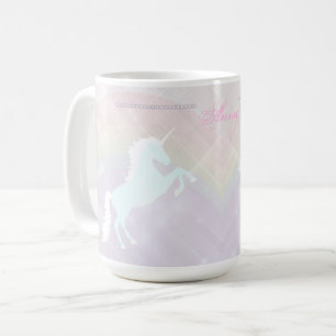 eenhoorn fantasie roze en paars koffiemok