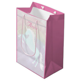 eenhoorn fantasie roze en paars medium cadeauzakje