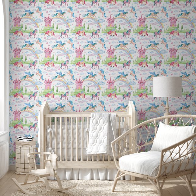 Eenhoorn Fantasie Werelden Behang (Kinderen)