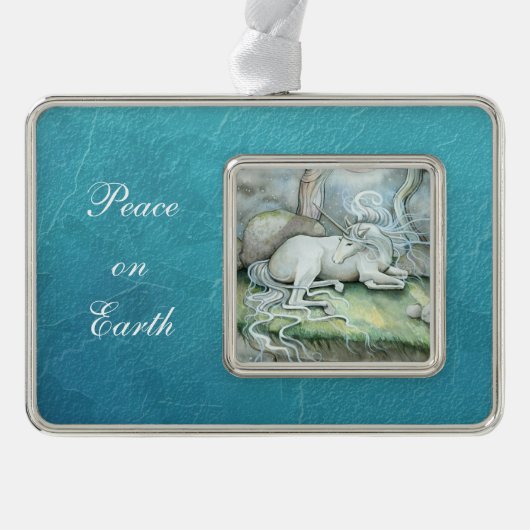 Eenhoorn Fantasy Art Vrede op Aarde Ornament (Voorkant)