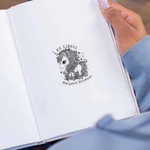  Eenhoorn, Fantasy Custom Ex Libris, Boek Rubberstempel