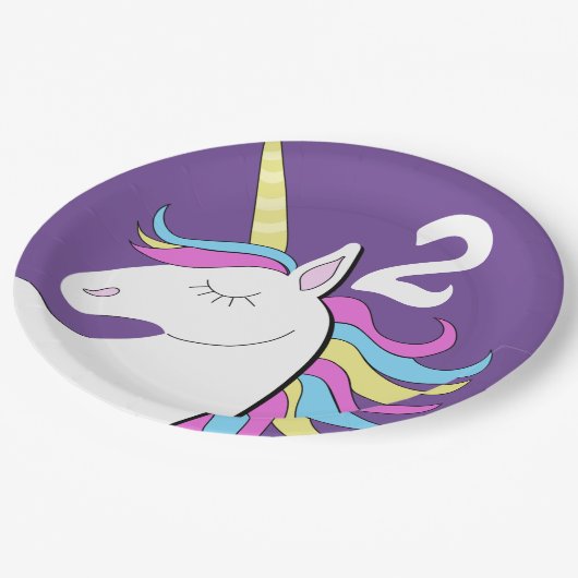Eenhoorn Fantasy Verjaardag Papieren Bordje (Gekanteld)