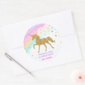 Eenhoorn Favor Sticker, Roze & Gouden Sticker (Envelop)