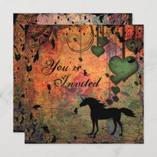 Eenhoorn, Feeën en Hart Bos Verjaardag Uitnodigen Kaart