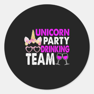 Eenhoorn Feest Drank Team Trouwen Bruid En Bruideg Ronde Sticker