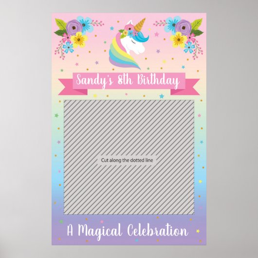 Eenhoorn Feest Frame Decoratie voor Fotohokje (Voorkant)